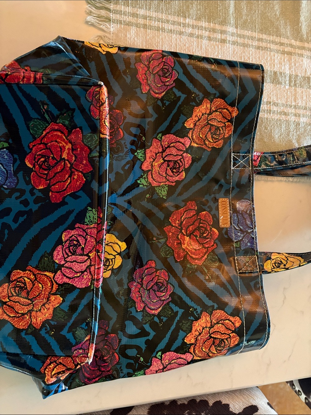 Consuela Multicolor Rose & Zebra Print Tote
